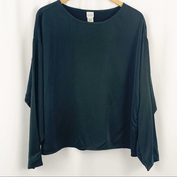 Eileen Fisher Tops - Eileen Fisher 100% Silk Black Blouse L